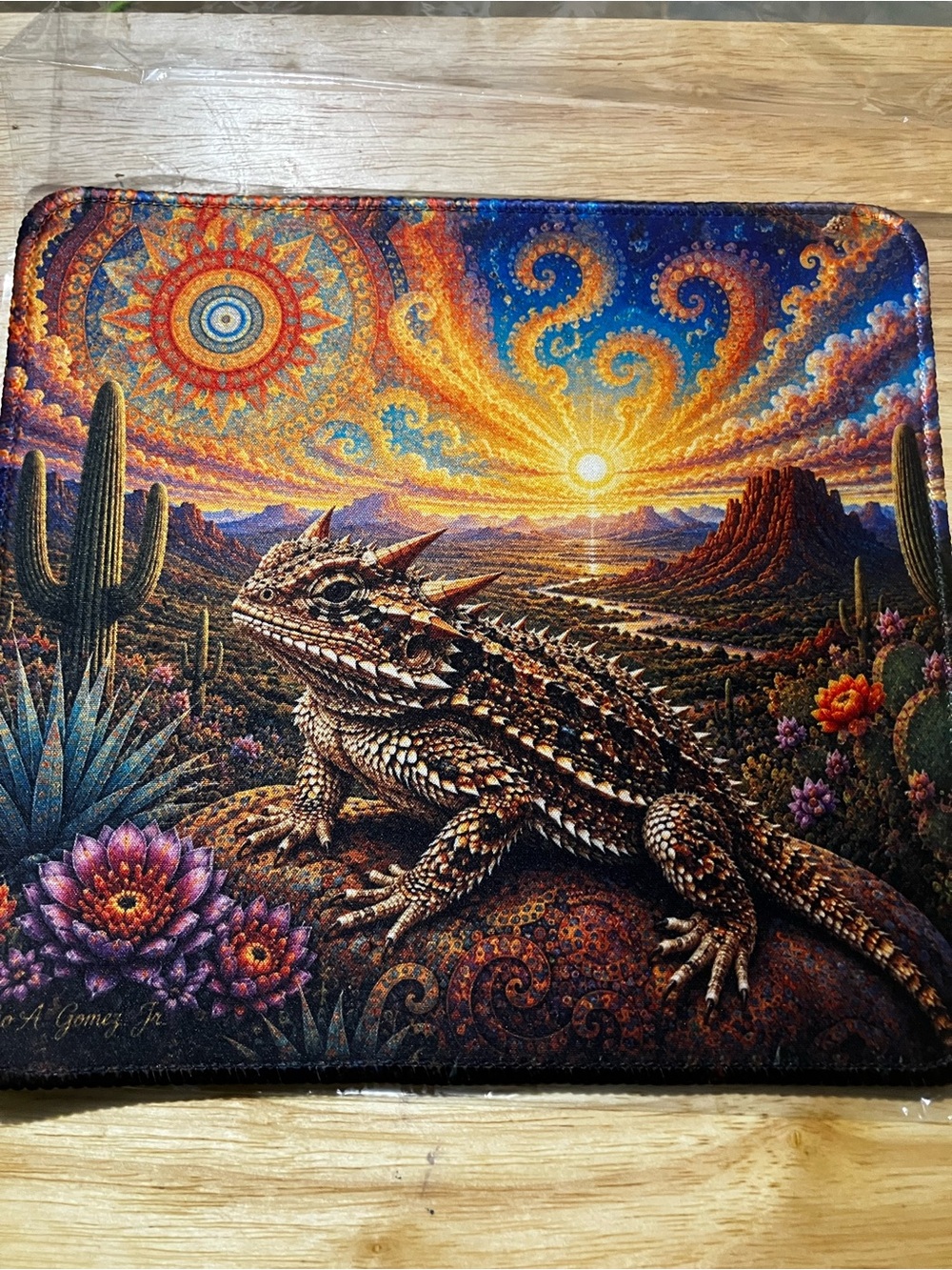 Vibrant Desert Dragon Reptile mouse pad Multicolor Sunset Design